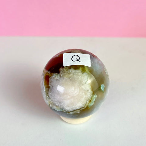 Green Flower Agate Sphere