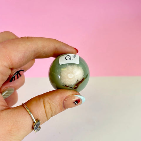 Green Flower Agate Sphere