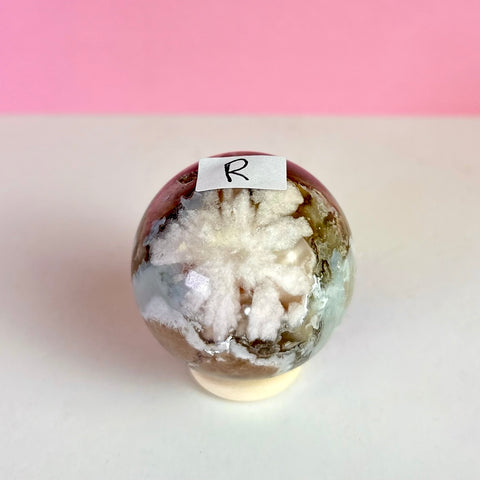 Green Flower Agate Sphere