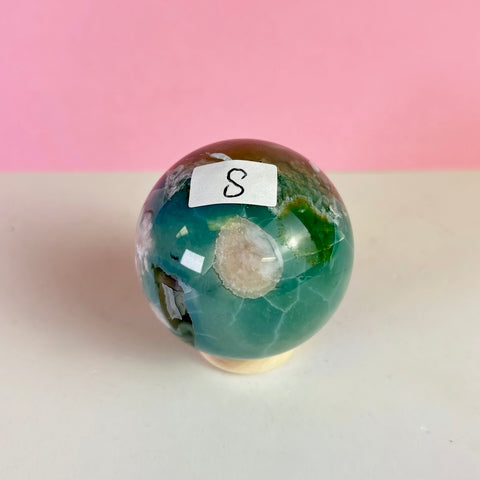 Green Flower Agate Sphere