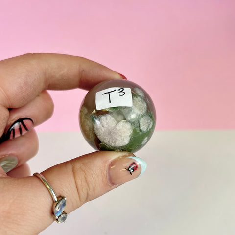Green Flower Agate Sphere