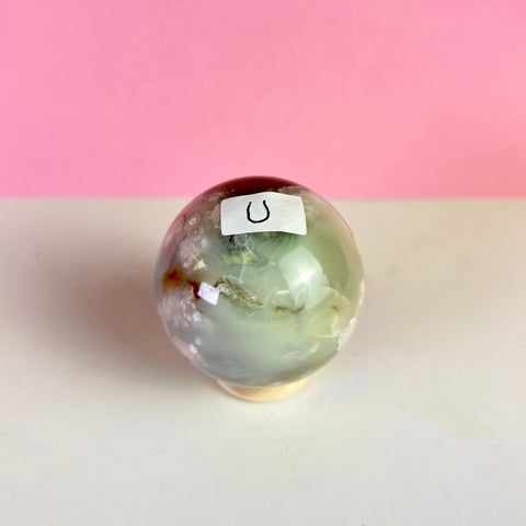 Green Flower Agate Sphere