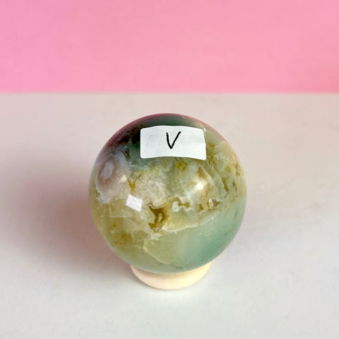 Green Flower Agate Sphere