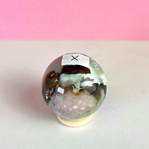 Green Flower Agate Sphere
