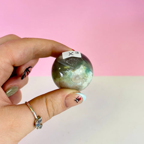 Green Flower Agate Sphere