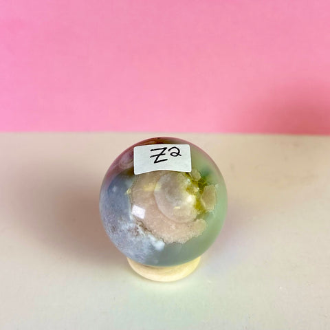 Green Flower Agate Sphere