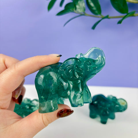Green Fluorite Enchanted Elephant - Kenna's Crystals