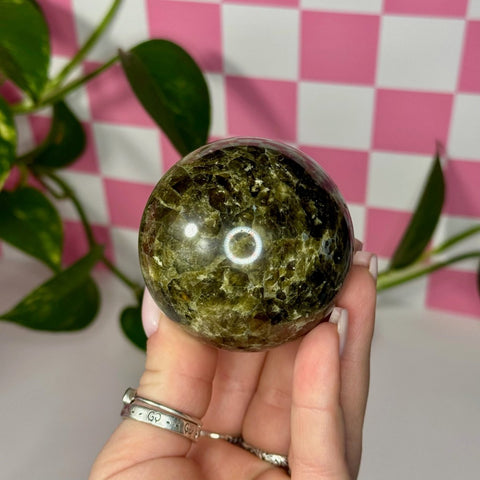 Green Garnet Sphere 133 10 - Kenna's Crystals from TikTok