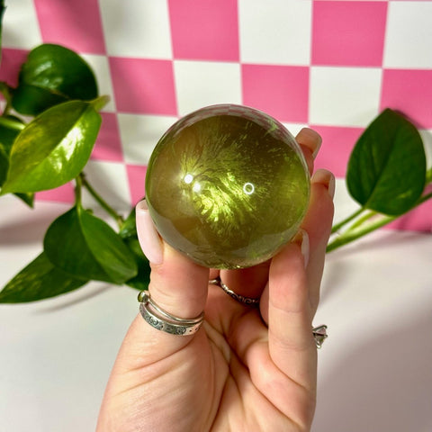 Green Grape Fluorite Sphere 144 10 - Kenna's Crystals from TikTok