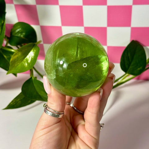 Green Grape Fluorite Sphere 299 16 - Kenna's Crystals from TikTok
