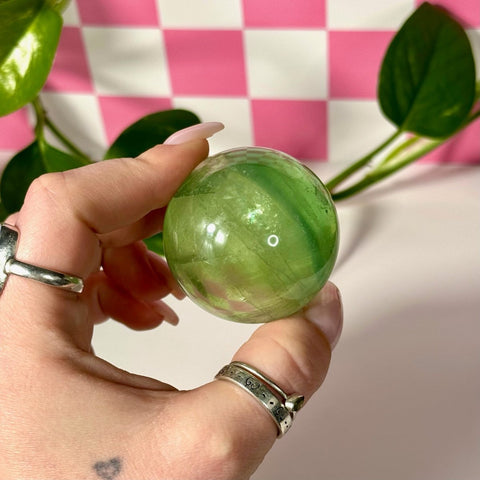 Green Grape Fluorite Sphere 88 6 - Kenna's Crystals from TikTok