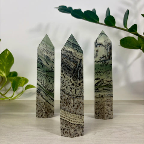 Green Painting Stone Tower
