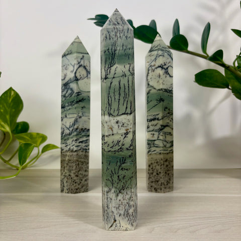 Green Painting Stone Tower