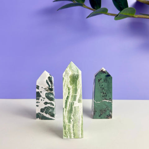 Green Zebra Jasper Tower