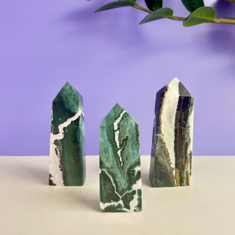 Green Zebra Jasper Tower