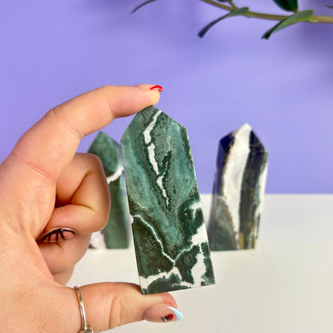 Green Zebra Jasper Tower