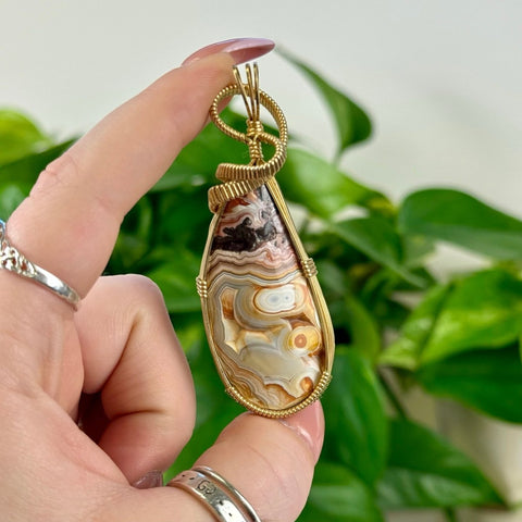 Hand Wire - Wrapped Agate Pendant Crazy Lace Agate (Gold Vermeil) 1 - Kenna's Crystals from TikTok