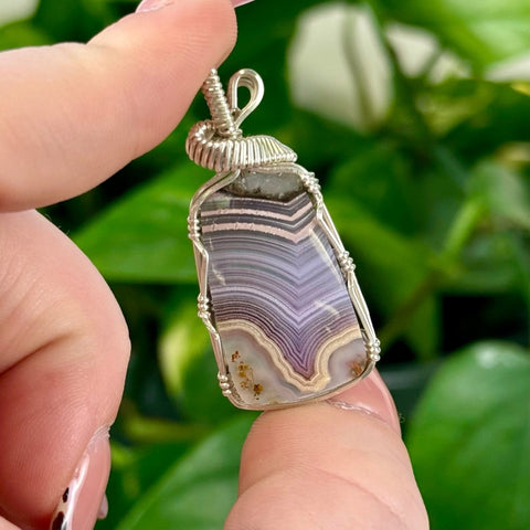Hand Wire - Wrapped Agate Pendant Purple Passion Agate (Silver) 9 - Kenna's Crystals from TikTok