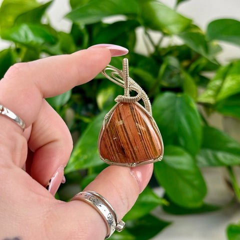 Hand Wire - Wrapped Jasper Pendant Banded Jasper (Silver) 5 - Kenna's Crystals from TikTok