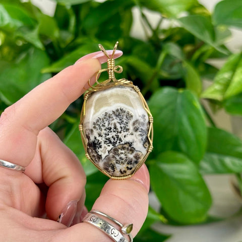 Hand Wire - Wrapped Jasper Pendant Dendritic Jasper (Gold Vermeil) 8 - Kenna's Crystals from TikTok