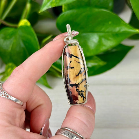 Hand Wire - Wrapped Jasper Pendant Painting Stone Jasper (Silver) 1 - Kenna's Crystals from TikTok