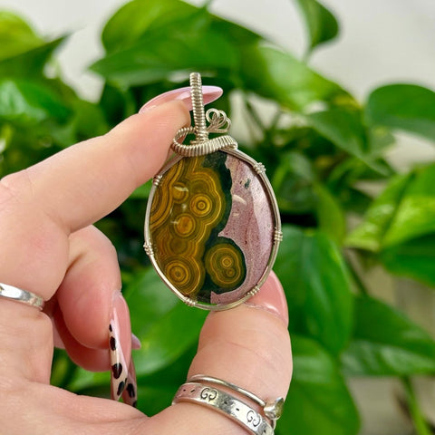 Hand Wire - Wrapped Jasper Pendant Pink Ocean Jasper - A (Silver) 7 - Kenna's Crystals from TikTok