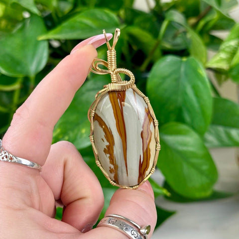 Hand Wire - Wrapped Jasper Pendant Polychrome Jasper - C (Gold Vermeil) 9 - Kenna's Crystals from TikTok