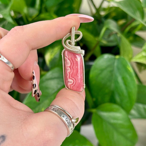 Hand Wire Wrapped Rhodochrosite Pendant 1 - Kenna's Crystals from TikTok