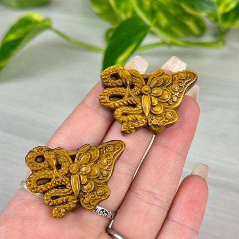 Highly Detailed Tiger's Eye Carving 22 - Snake Butterfly 14 - Kenna's Crystals from TikTok