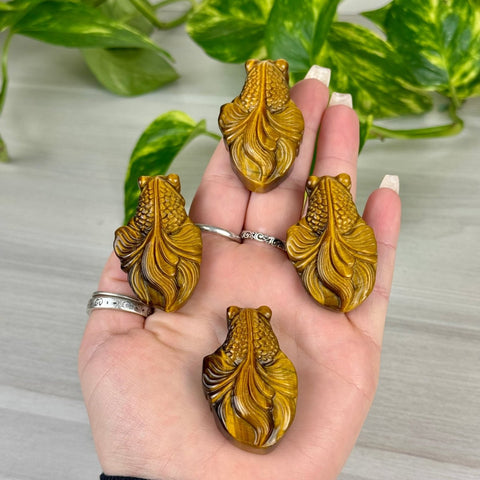 Highly Detailed Tiger's Eye Carving 55 - Goldfish 3 - Kenna's Crystals from TikTok