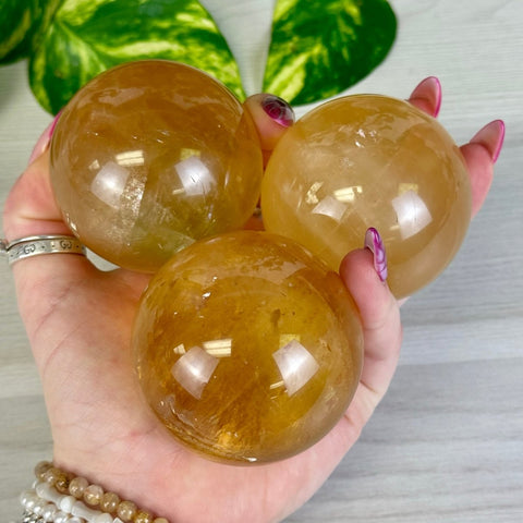 Honey Calcite Sphere 133 5 - Kenna's Crystals from TikTok