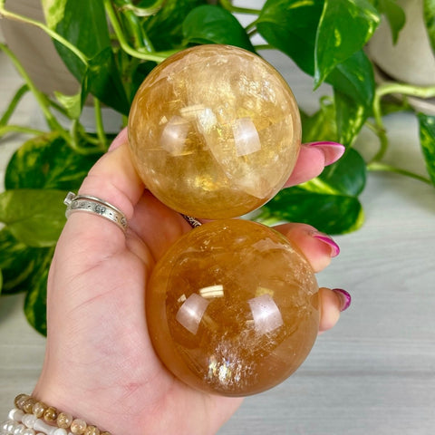 Honey Calcite Sphere 155 7 - Kenna's Crystals from TikTok