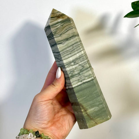 Imperfect Banded Jade Tower 77 1 - Kenna's Crystals from TikTok