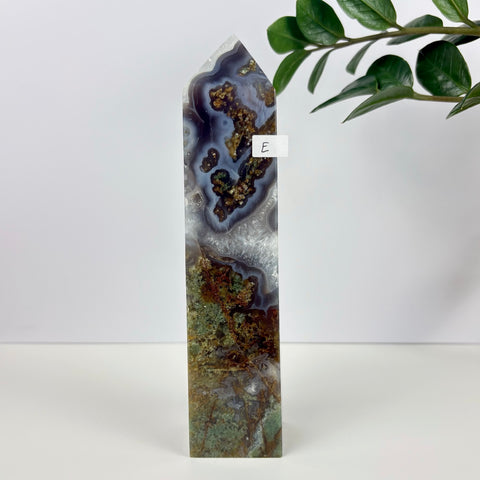 Imperfect Moss Agate Tower - Kenna's Crystals
