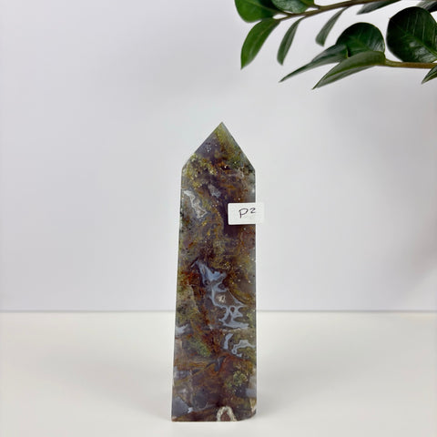 Imperfect Moss Agate Tower - Kenna's Crystals