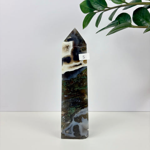 Imperfect Moss Agate Tower - Kenna's Crystals