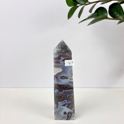 Imperfect Moss Agate Tower - Kenna's Crystals