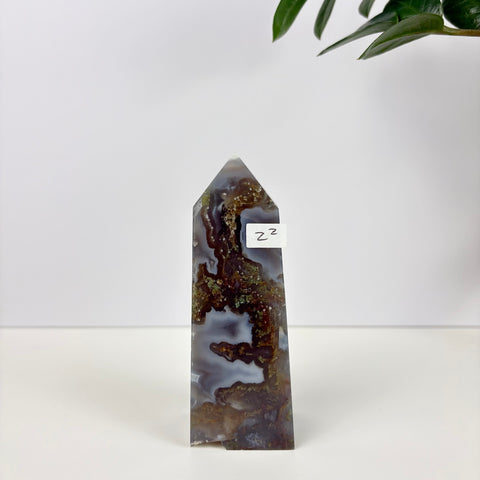 Imperfect Moss Agate Tower - Kenna's Crystals