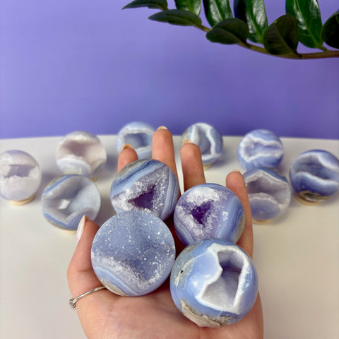 Intuitively Picked Druzy Blue Lace Agate Sphere