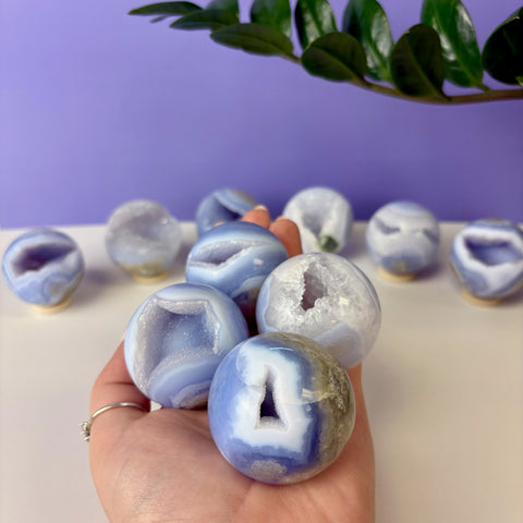 Intuitively Picked Druzy Blue Lace Agate Sphere