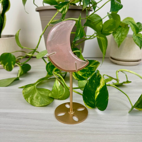 Jelly Rose Quartz Moon with Custom Stand 77 1 - Kenna's Crystals from TikTok