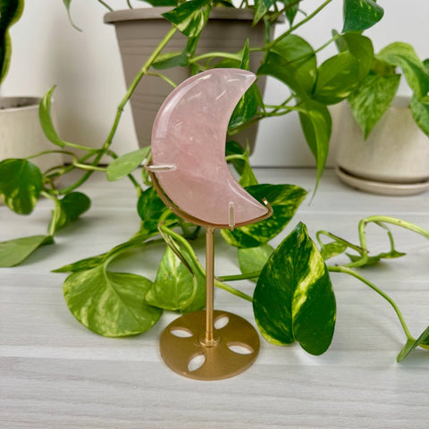 Jelly Rose Quartz Moon with Custom Stand 88 2 - Kenna's Crystals from TikTok