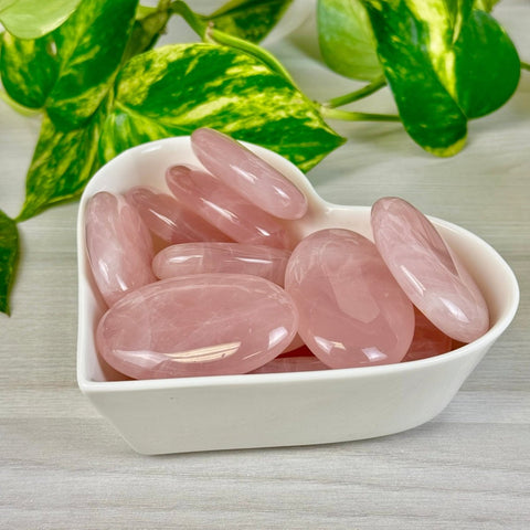 Jelly Rose Quartz Palm Stone 1 - Kenna's Crystals from TikTok