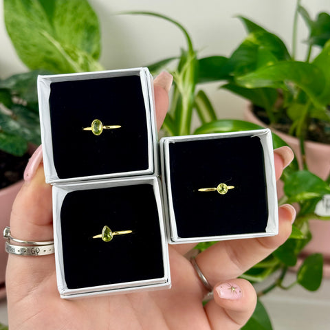 Gold Vermeil Faceted Peridot Stackable Ring