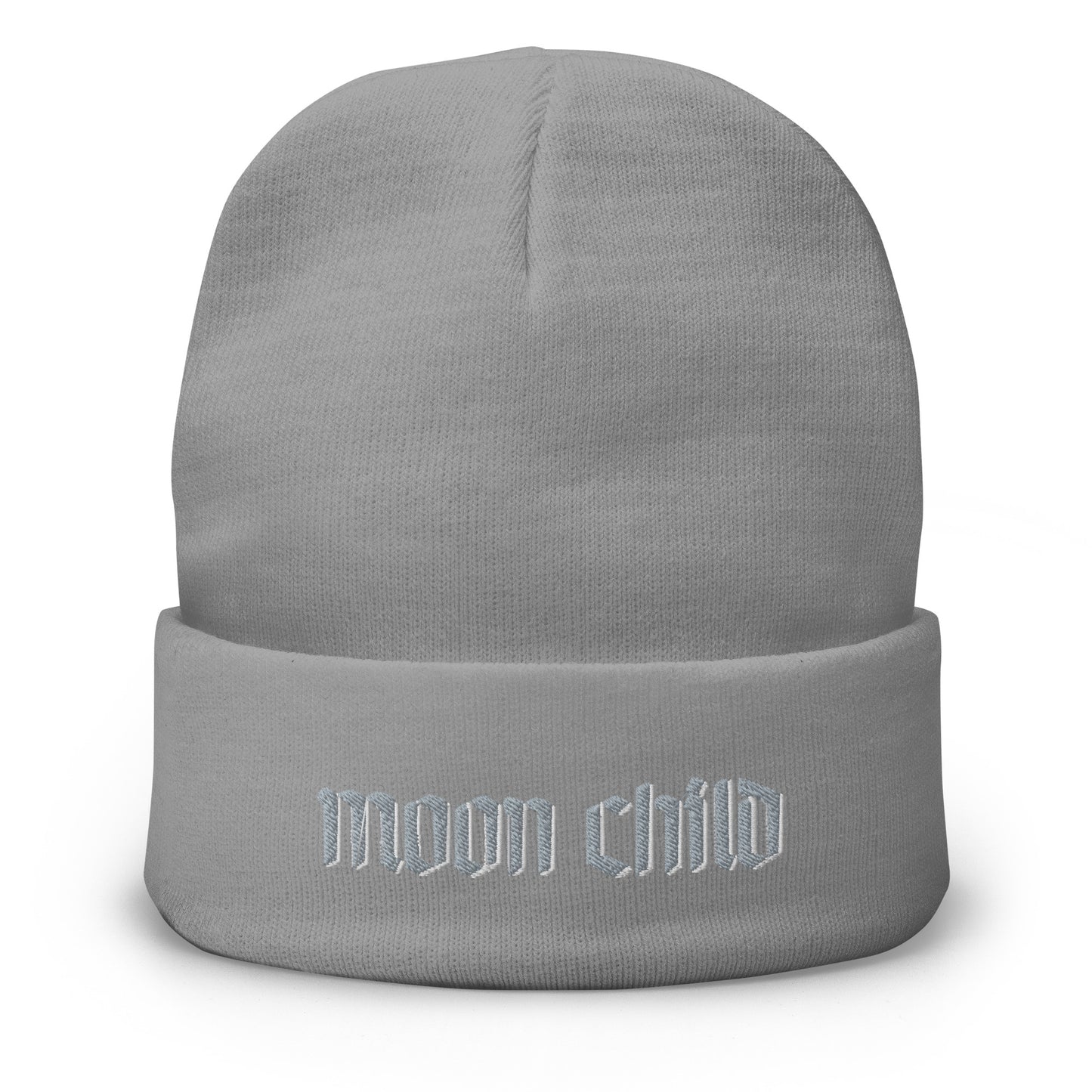 MOON CHILD - Grey Embroidered Beanie