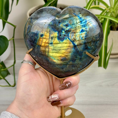 Labradorite Love Heart (W/ Custom Stand) 111 7 - Kenna's Crystals from TikTok