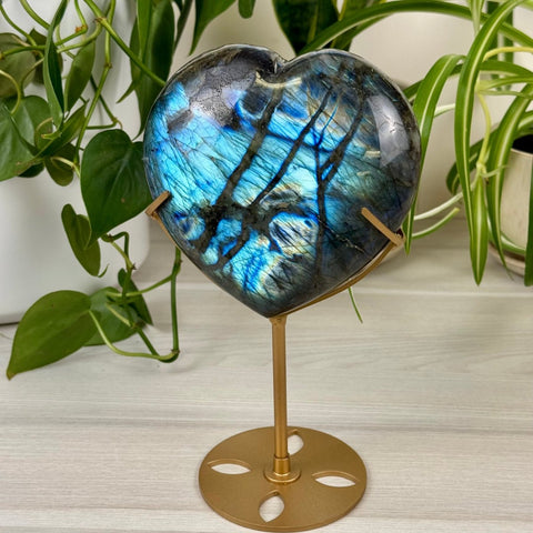 Labradorite Love Heart (W/ Custom Stand) 122 8 - Kenna's Crystals from TikTok