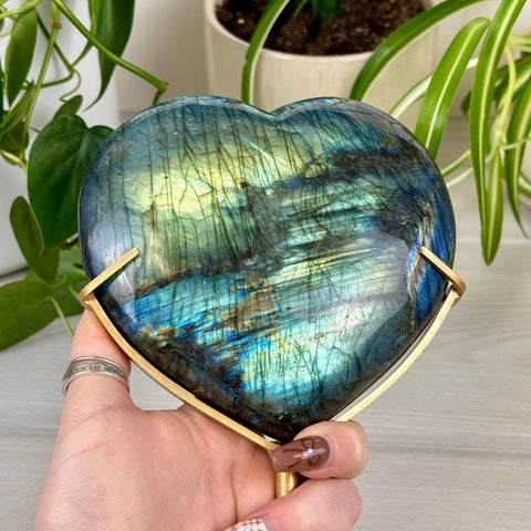 Labradorite Love Heart (W/ Custom Stand) 133 9 - Kenna's Crystals from TikTok