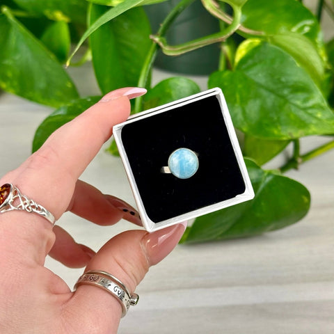 Larimar Adjustable Ring Size 7 - Large 2 - Kenna's Crystals from TikTok