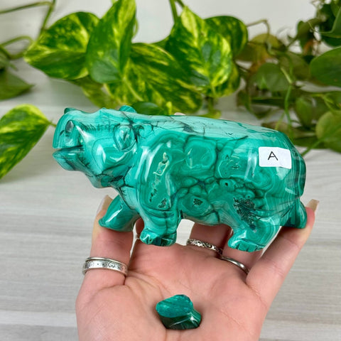 Malachite Animal Carving A (Imperfect) - Hippopotamus 18 - Kenna's Crystals from TikTok